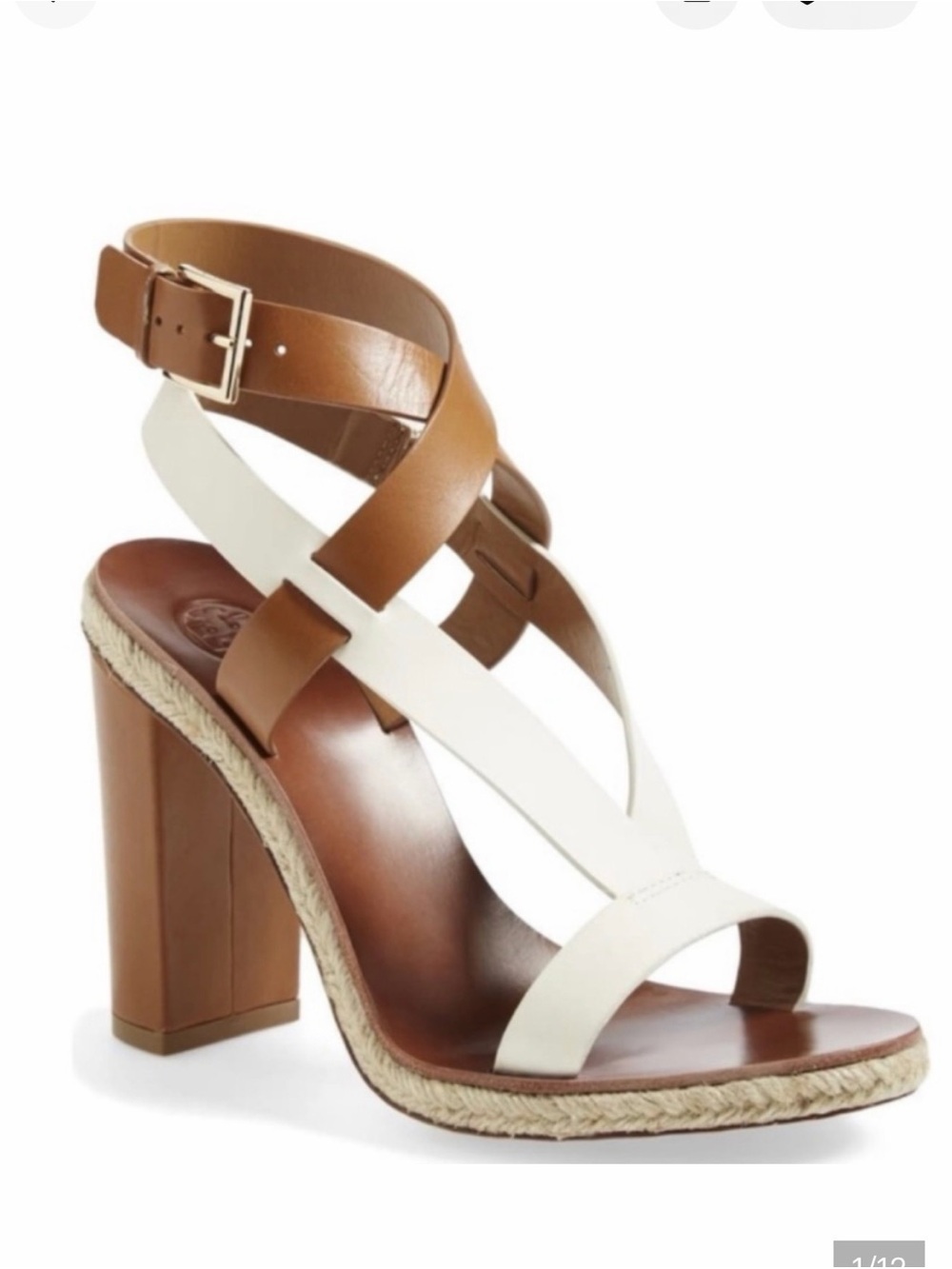 Tory Burch Marbella White and tan sandal size 8 1/2
